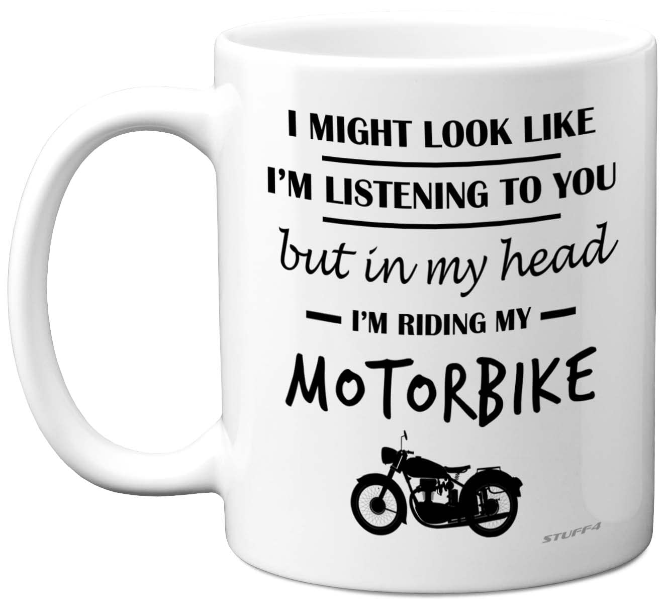 Stuff4 Motorbike Coffee Cup - Funny 'In My Head I'm Riding My Motorbike' Novelty Gift | 11oz Ceramic | Dishwasher Safe 1