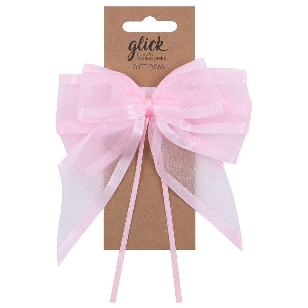 Glick Designer Satin Edge Ribbon Bow - Pink Satin | 17.5 x 12 cm | Ideal for Gift Wrapping 1