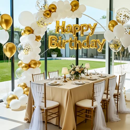 Vonsera Gold and White Balloons Set - 70 Pcs Assortment with Gold Ribbon | Latex Material 2