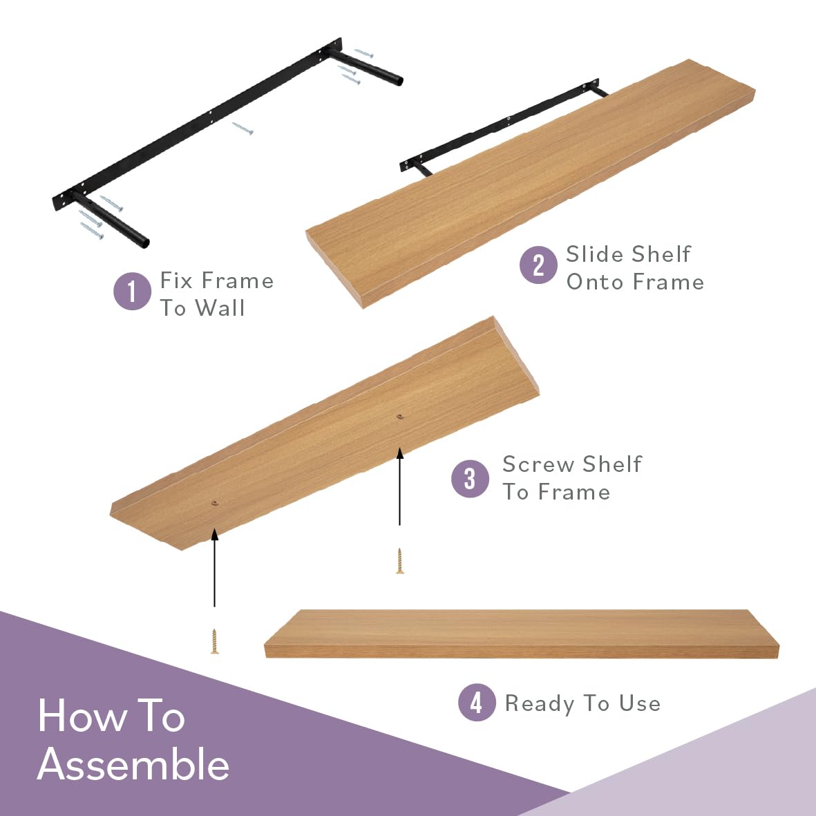 Anika Floating Shelf - Oak Effect | 120cm Length | 3.8cm Thick Hollowboard | Max Load 15KG 9