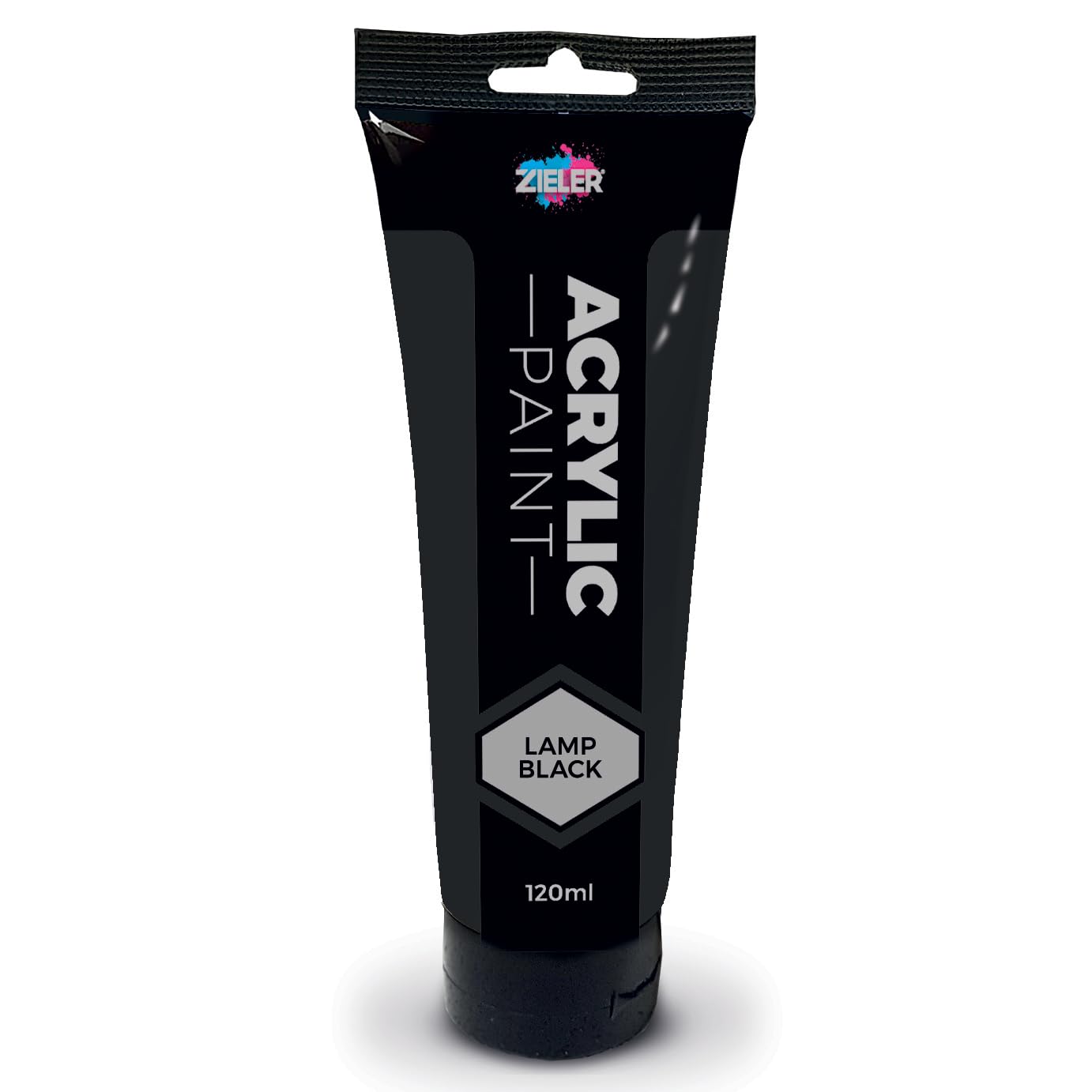 Zieler Lamp Black Acrylic Paint - Medium Body | 120ml Easy Squeeze Tube | Non Toxic 1