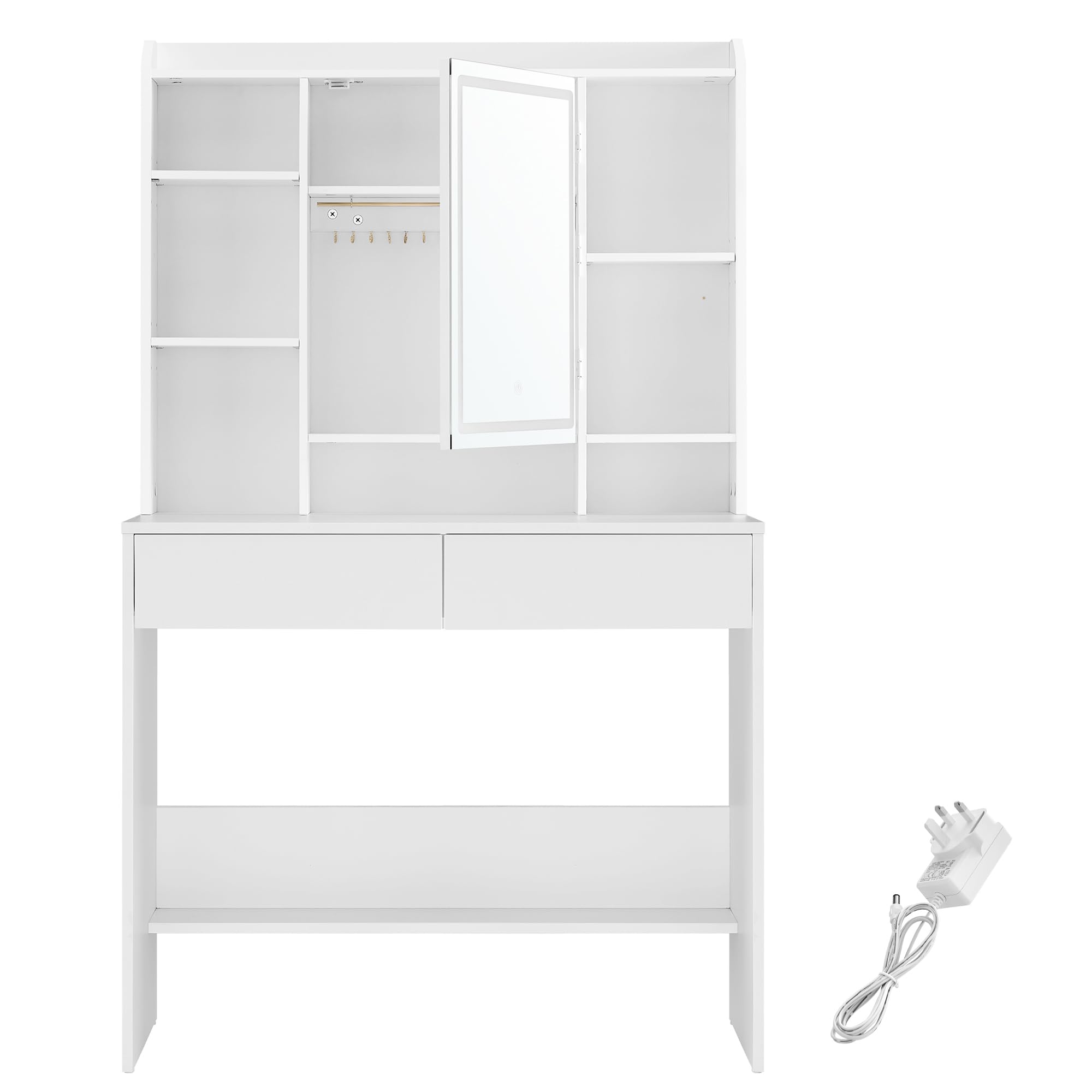 VASAGLE KAILYN Collection Dressing Table with Adjustable LED Lights | White Engineered Wood | 40 x 90 x 144.7 cm 1