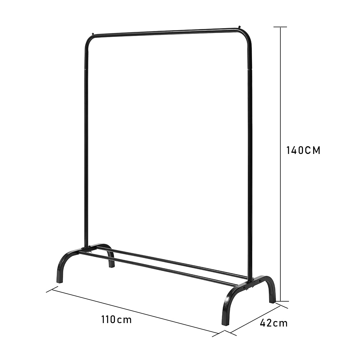 Vivo Technologies Metal Garment Rack - 110cm L x 42cm W x 136cm H | Alloy Steel | Black 7