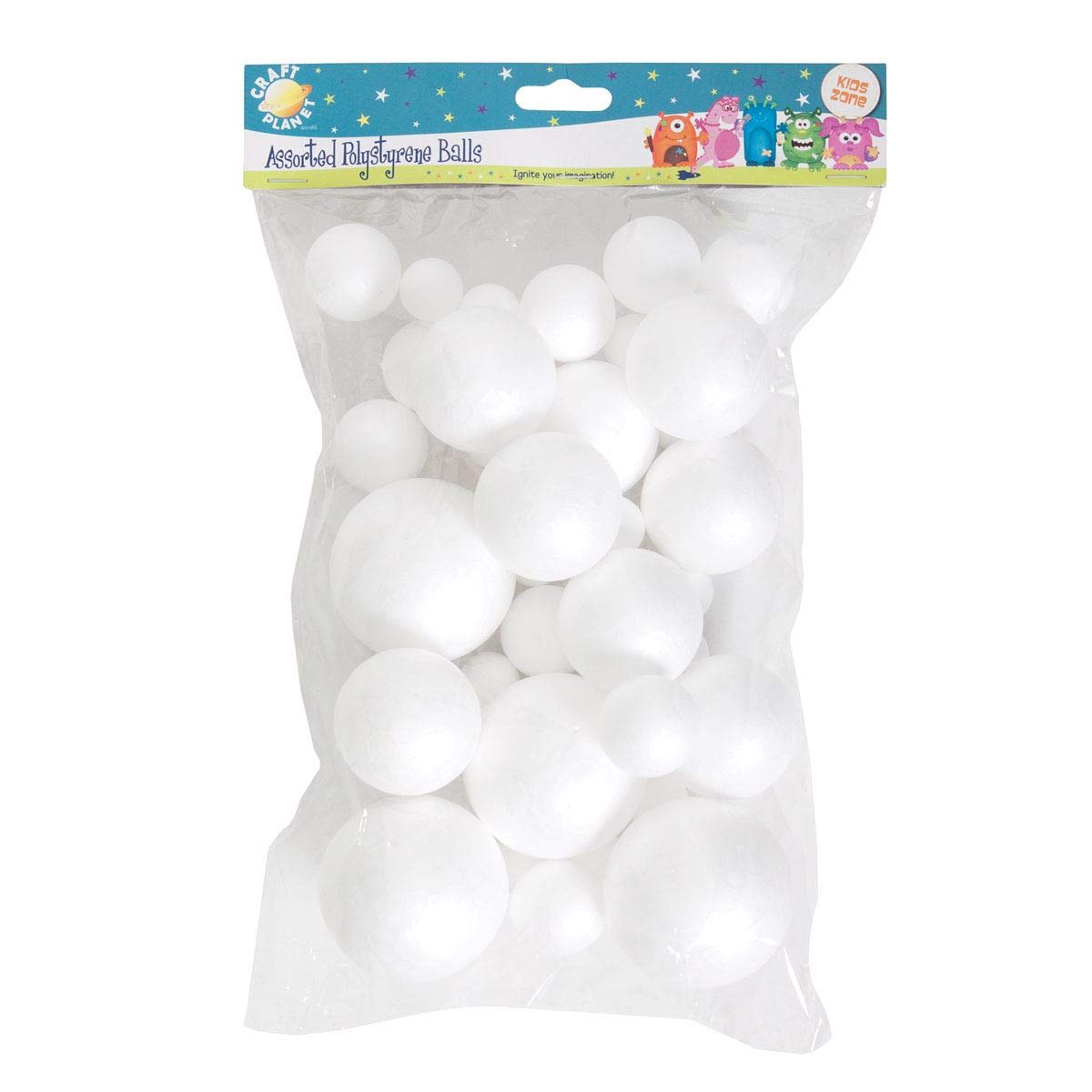 Craft Planet Polystyrene Craft Balls - Assorted Sizes, 40 Pack | White Foam Spheres for DIY Projects 1