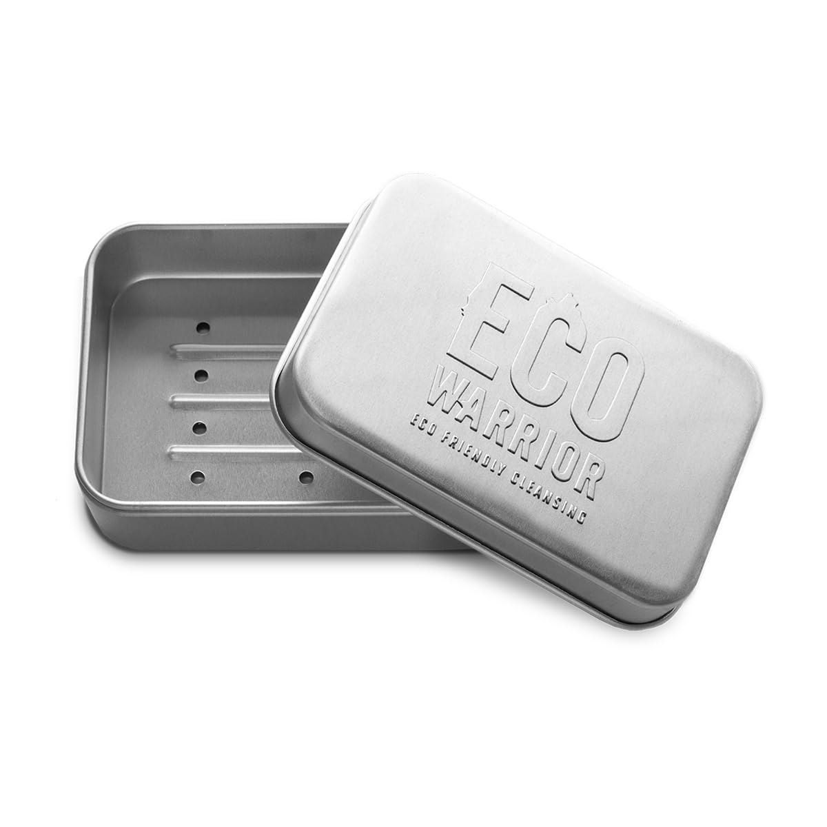 Little Soap Company Eco Warrior Bar Soap Storage Tin - Rust-Resistant Aluminium | Self-Draining Tray | Silver 1
