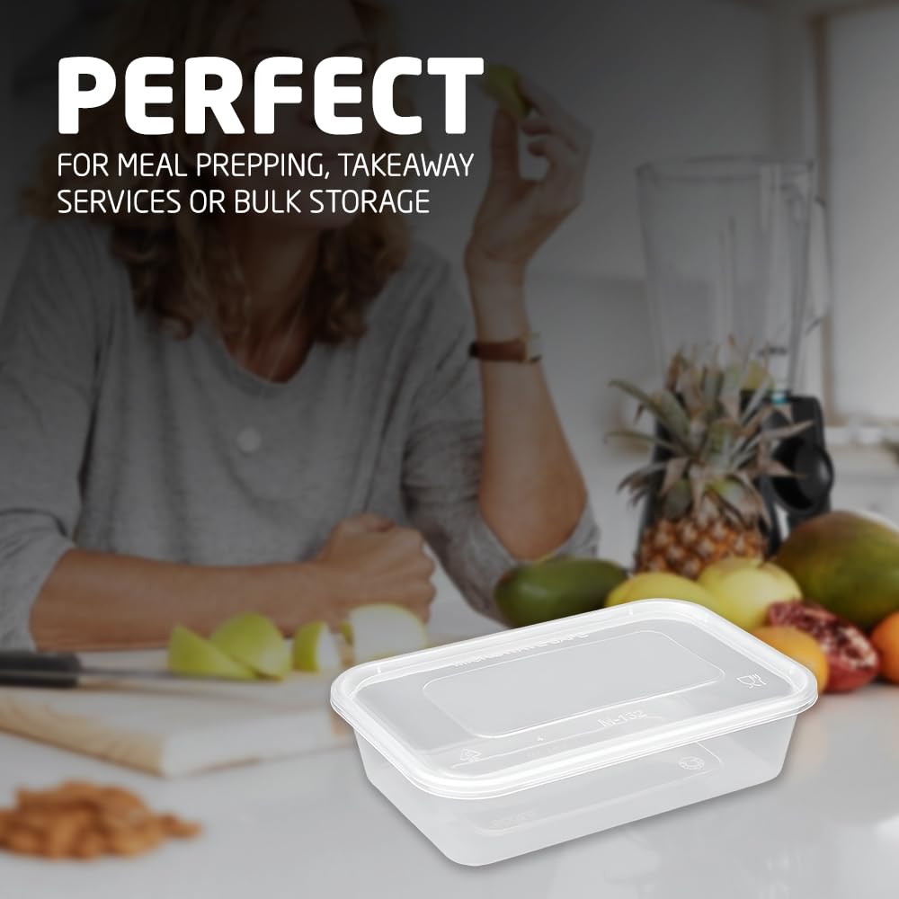 1ABOVE Secure Pack 50 x 500ML Microwave Safe Plastic Food Containers with Airtight Lids 6