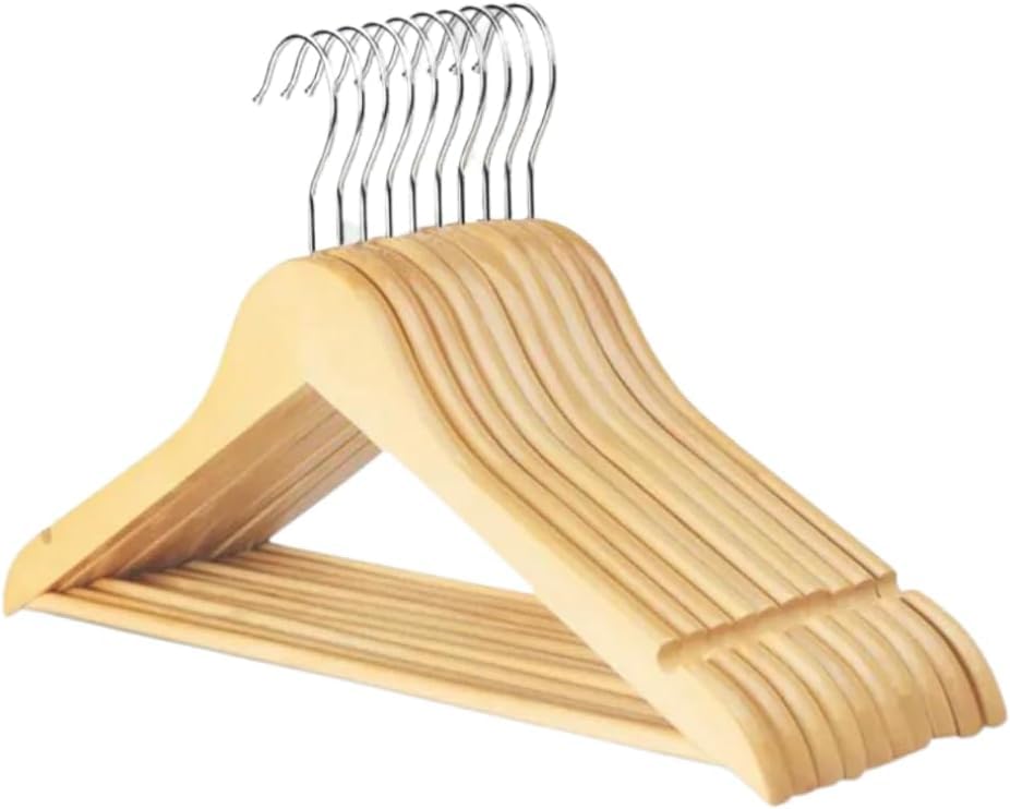 1ABOVE Grade-A Natural Wooden Hangers with Non-Slip Grips - Pack of 10 | Slim Profile 7