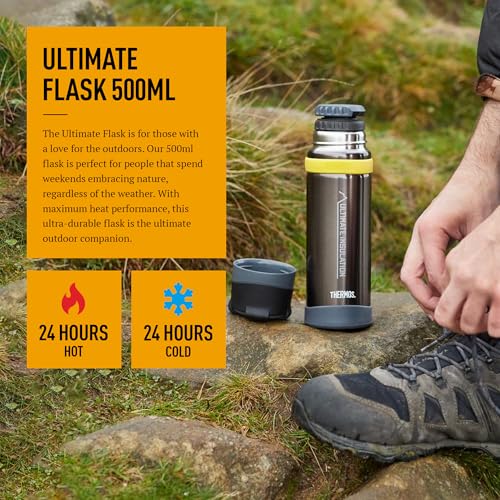 Thermos Matt Black Ultimate Flask - 500ml Insulated Stainless Steel Thermal Coffee Cup | 24hr Hot/Cold 3