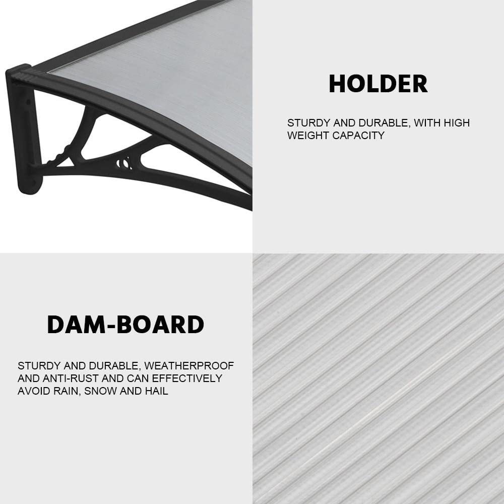 Yaheetech Modern Door & Window Canopy Awning | Polycarbonate | 120 x 80 cm | Rust-Free Aluminum Frame 4