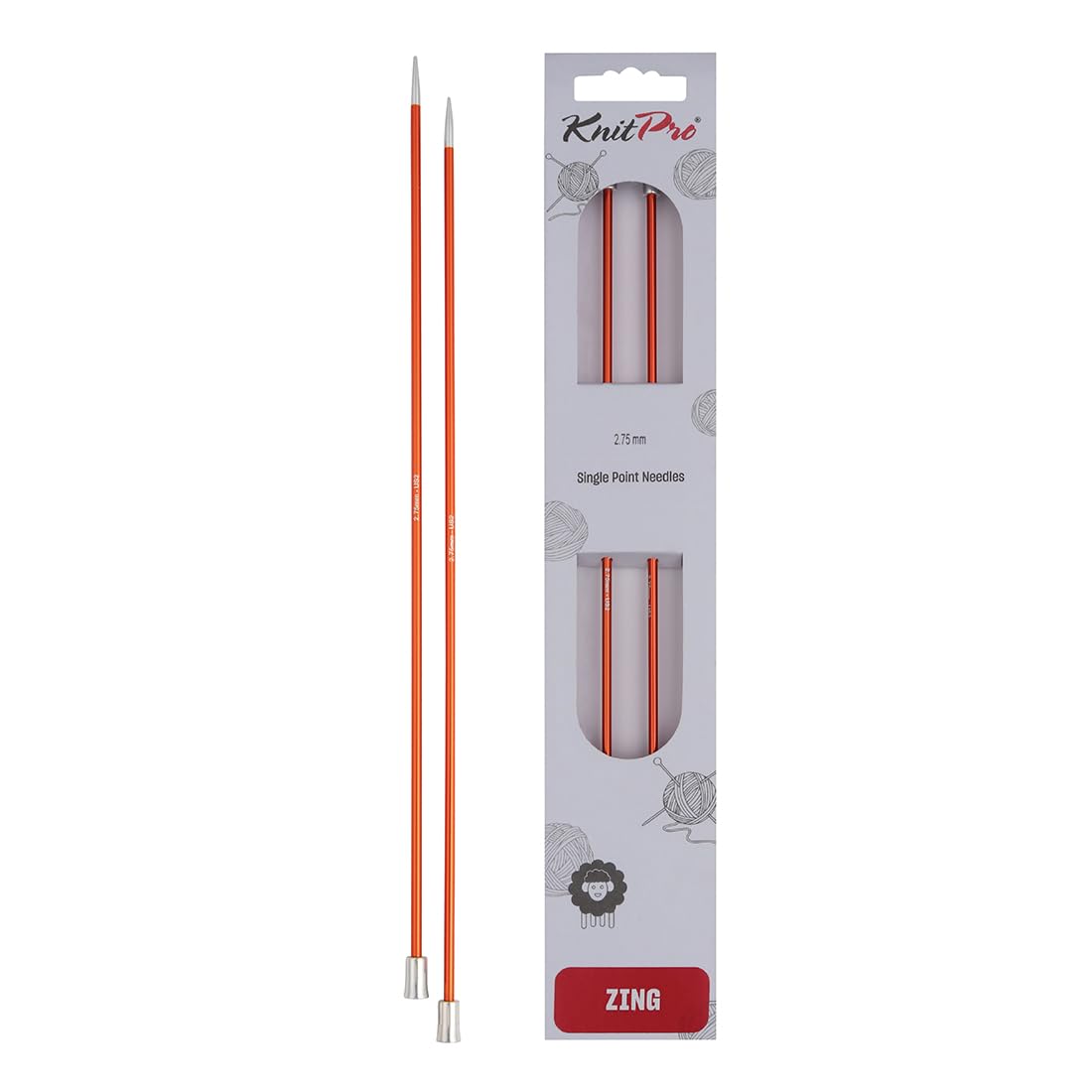 KnitPro Zing Single Pointed Knitting Needles - 2.75mm Size | 25cm Length | Lightweight Aluminium 1