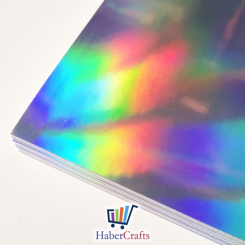 Habercrafts Holographic Card A4 Silver Rainbow 210gsm Metallic Paper | Pack of 10 Sheets 8