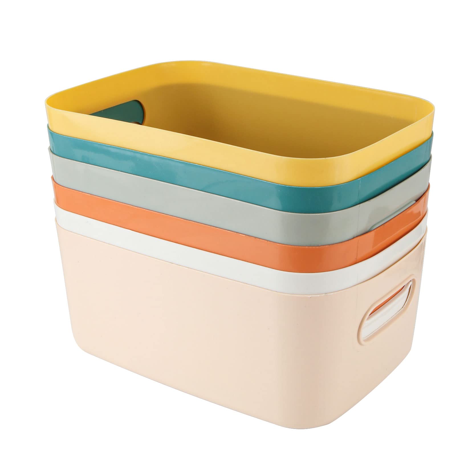ASelected 6 Pcs Plastic Storage Boxes - Multiple Colors, PP Material, 24 x 16 x 9 cm