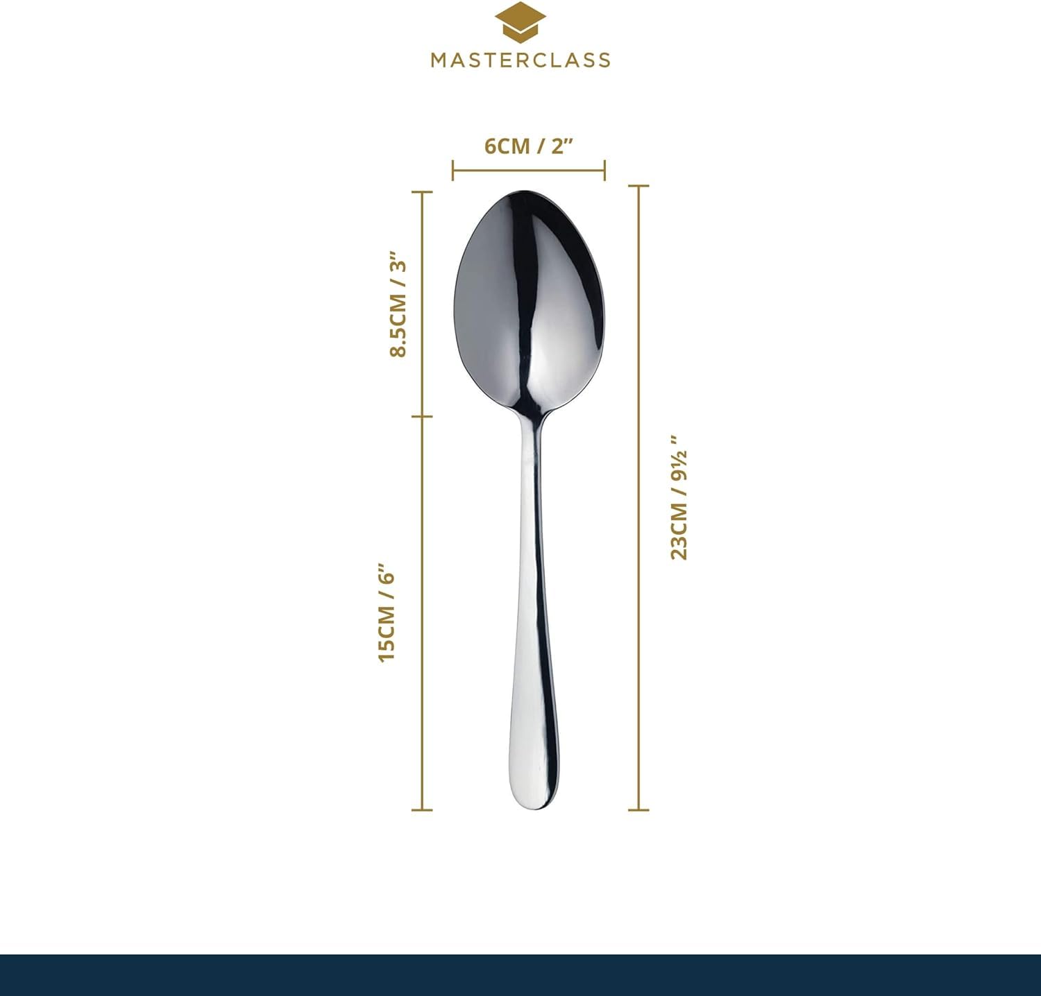 MasterClass Stainless Steel Serving Spoons - 2 Piece Set, 23.5 cm Length | Dishwasher Safe 2