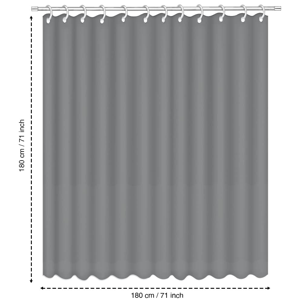 ANSIO Shower Curtain - Mould & Mildew Resistant Polyester | Charcoal Grey | 180 x 180 cm 5