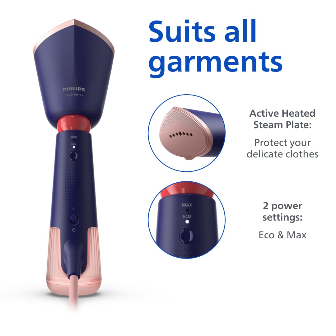 Philips 5000 Series Handheld Steamer - 1400W Power, 24g/min Steam, 35s Heat-Up | STH5030/20 5