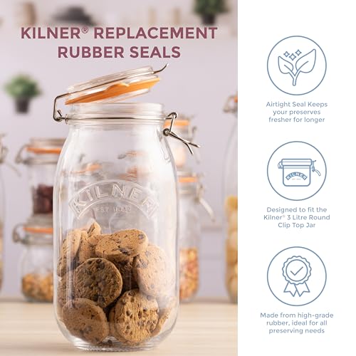 Kilner Replacement Rubber Seals Pack of 6 - Airtight Seals for 3 Litre Round Clip Top Jars | Food-Safe 4