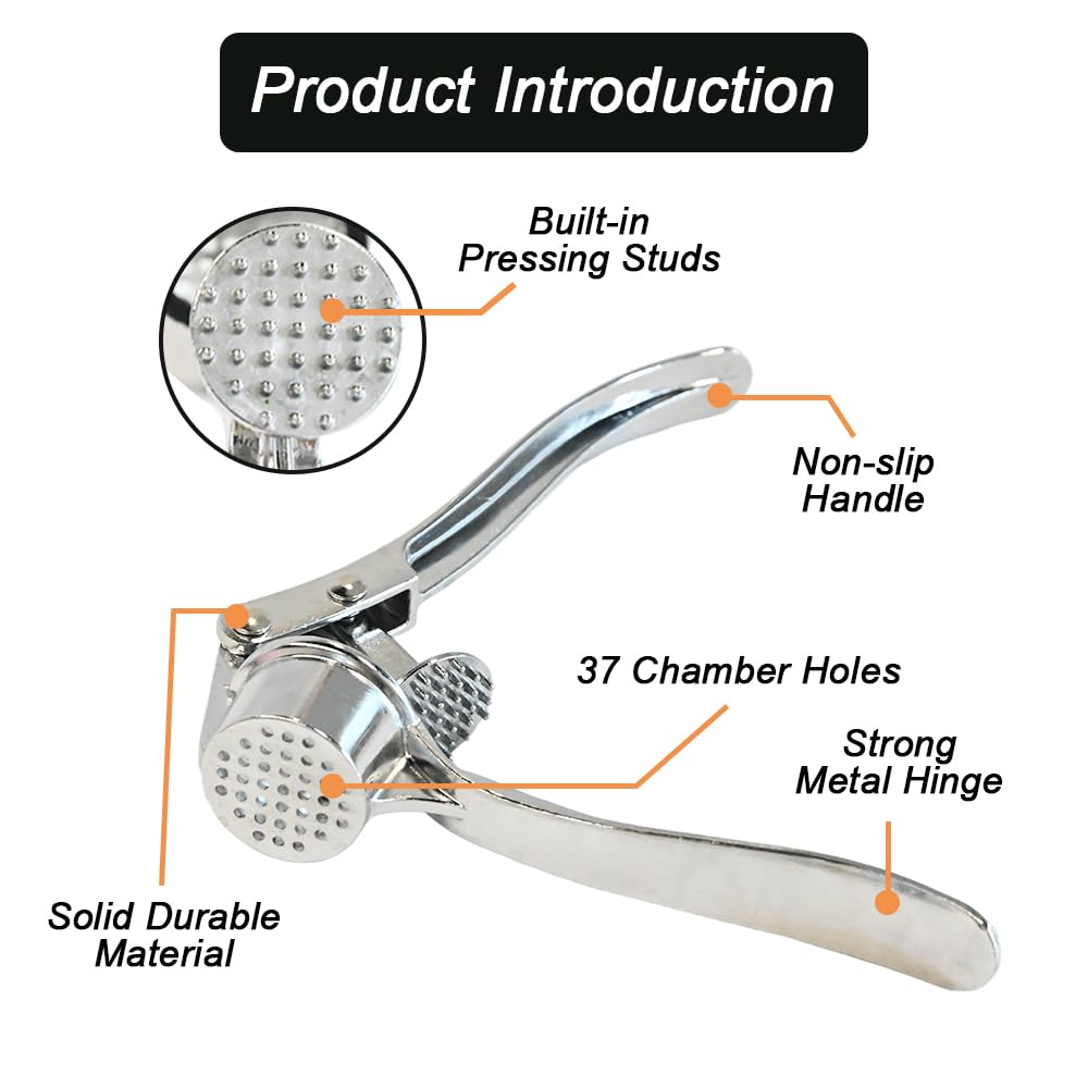 Armo Home Stainless Steel Garlic Press Mincer Crusher | Dishwasher Safe | Includes Cleaning Brush