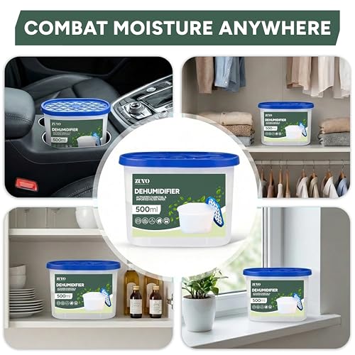 Zuvo Disposable Dehumidifier 500ml Moisture Absorber - Pack of 10 | Calcium Chloride 4