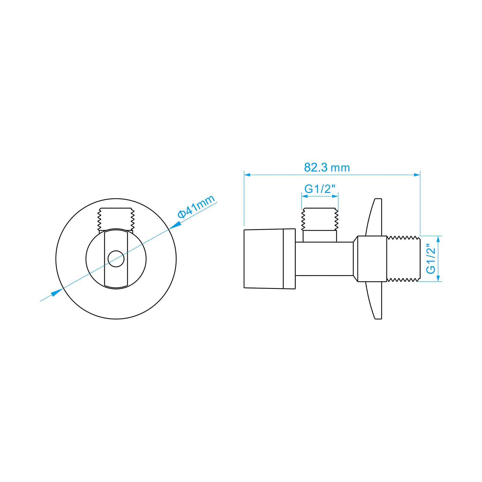 Ibergrif M22008 Angled Water Valve - Wall Mounted Isolation Tap, G1/2', Chrome Brass, Set of Two 2