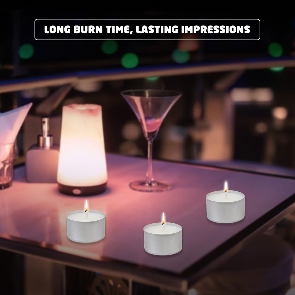 1ABOVE Unscented Tea Light Candles - 8 Hour Burn Time | Pack of 10 | White Wax 4