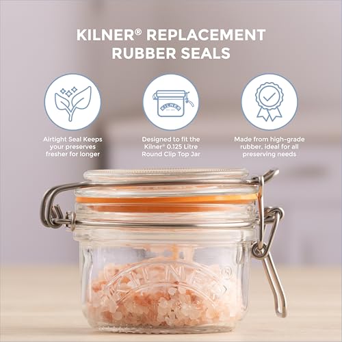Kilner Replacement Rubber Seals Pack of 6 for 0.125L Round Clip Top Jars | Food-Safe | Durable 4