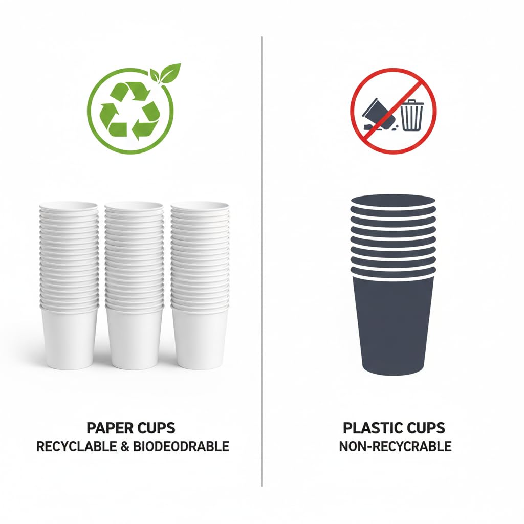 1ABOVE 50 Pack 12 oz White Disposable Paper Coffee Cups | Hot & Cold Drinks | Recyclable 3