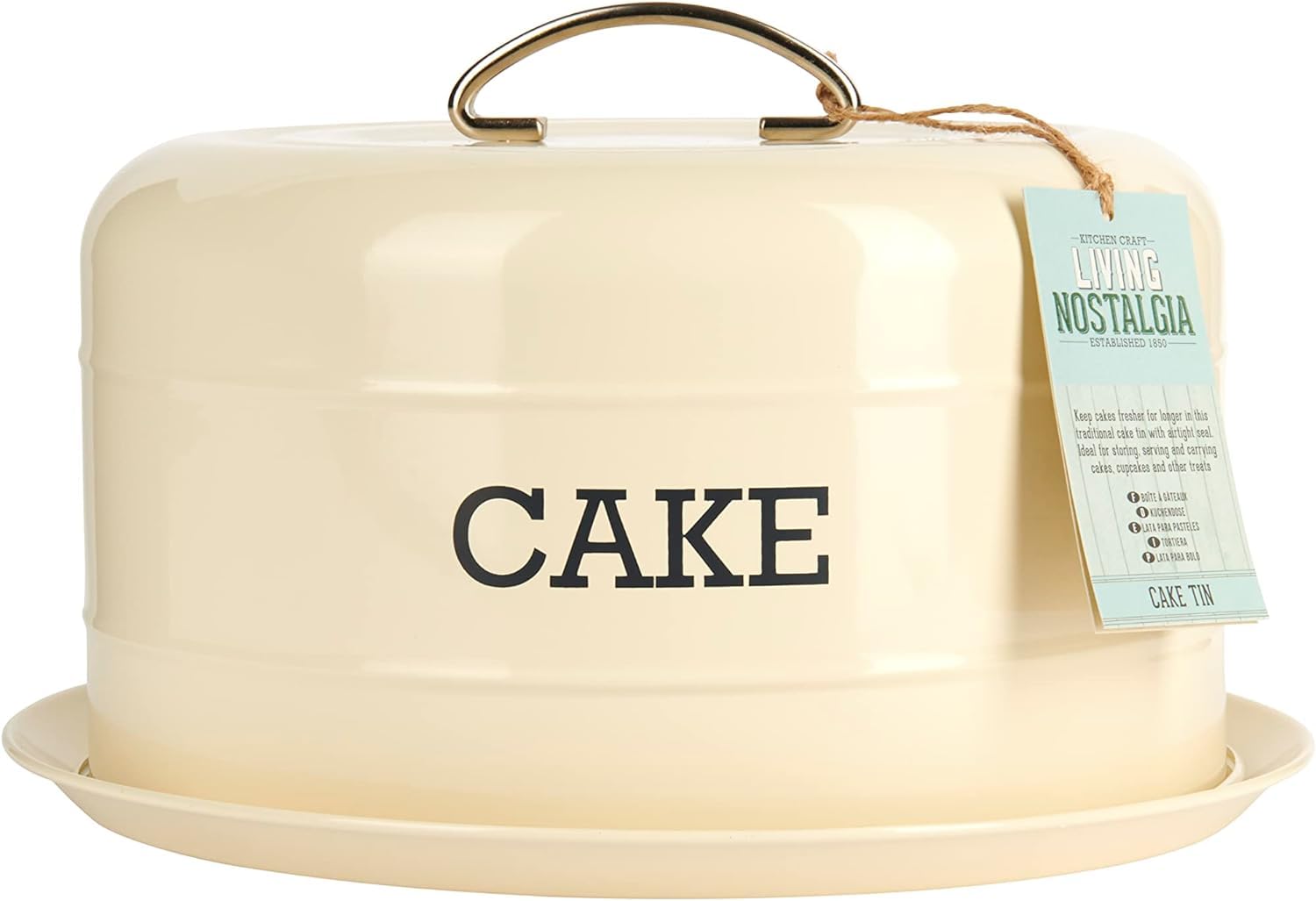 KitchenCraft Living Nostalgia Airtight Cake Storage Tin & Dome | 28.5 cm | Antique Cream 7