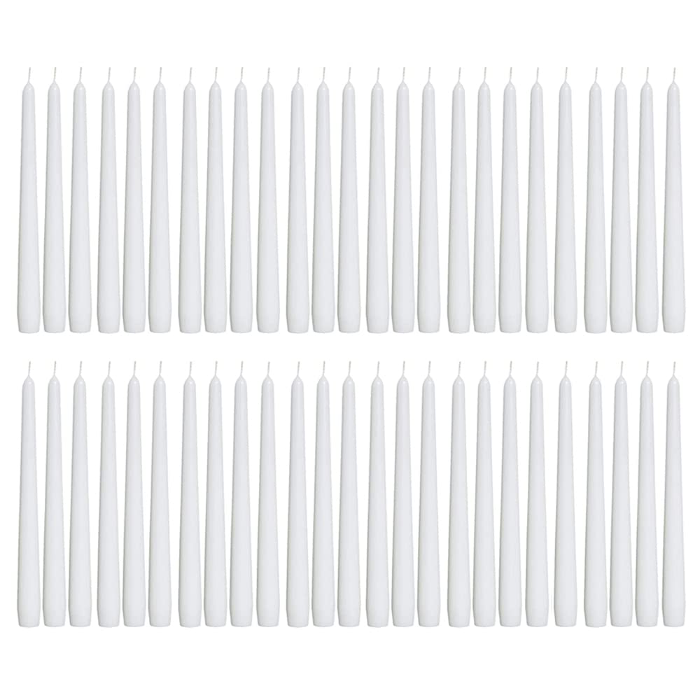 1ABOVE Unscented Tapered Dinner Candles - 50 Pack Slow Burning Smokeless White Candles 8