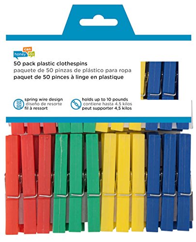 Honey Can Do Plastic Clothespins - 50 Pack Assorted Colors | Weather-Resistant | Holds up to 10 lbs 7