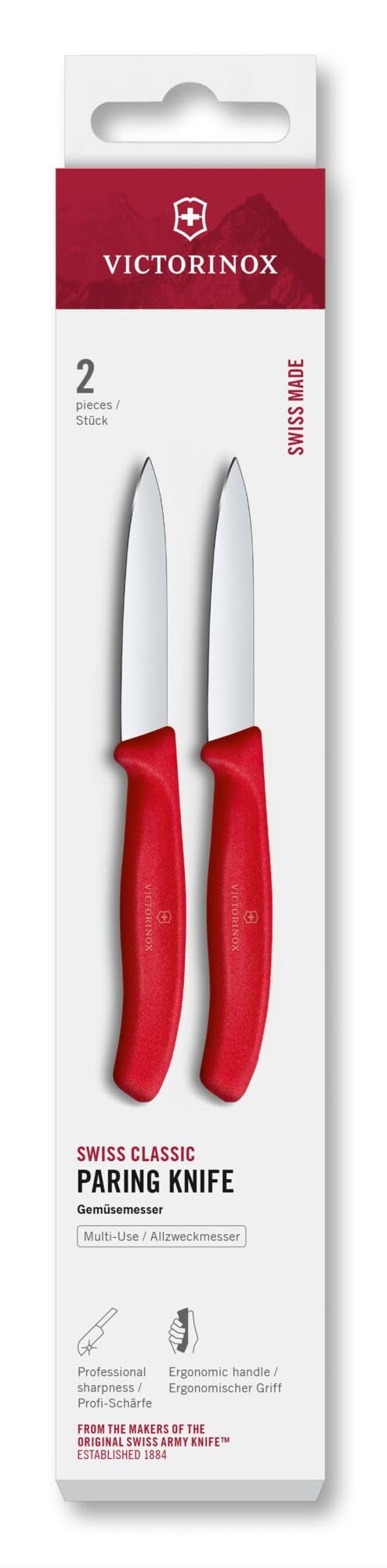 Victorinox Swiss Classic Paring and Vegetable Knife Set - 2-Piece, Red | Dishwasher Safe 2
