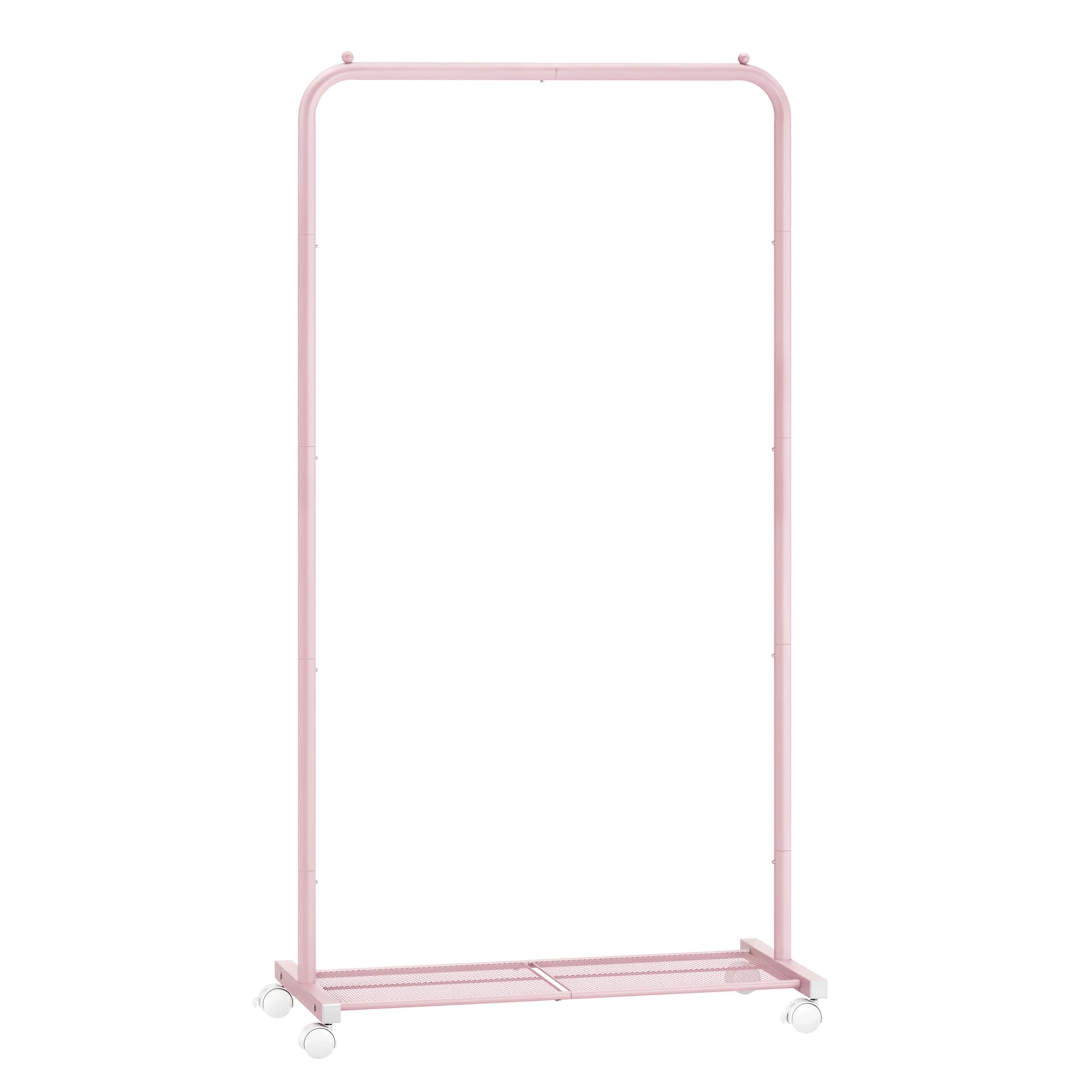 SONGMICS Clothes Rack on Wheels - Metal Rail with Storage Shelf | Pink | 74L cm 1