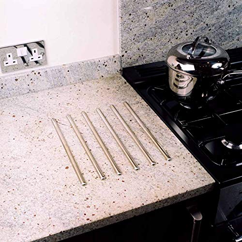 Unika Worktop Hot Rods - Protect Surfaces with Self-Adhesive Zinc Alloy Rods | 6 Pack, 30cm 10