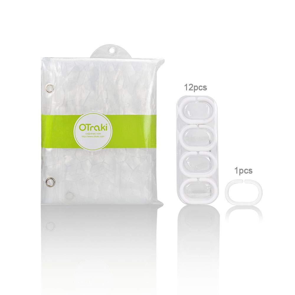 OTraki EVA Shower Curtain Liner - 200x200cm Waterproof, Semi-Sheer with 3D Effect & Rust-Proof Grommets 7