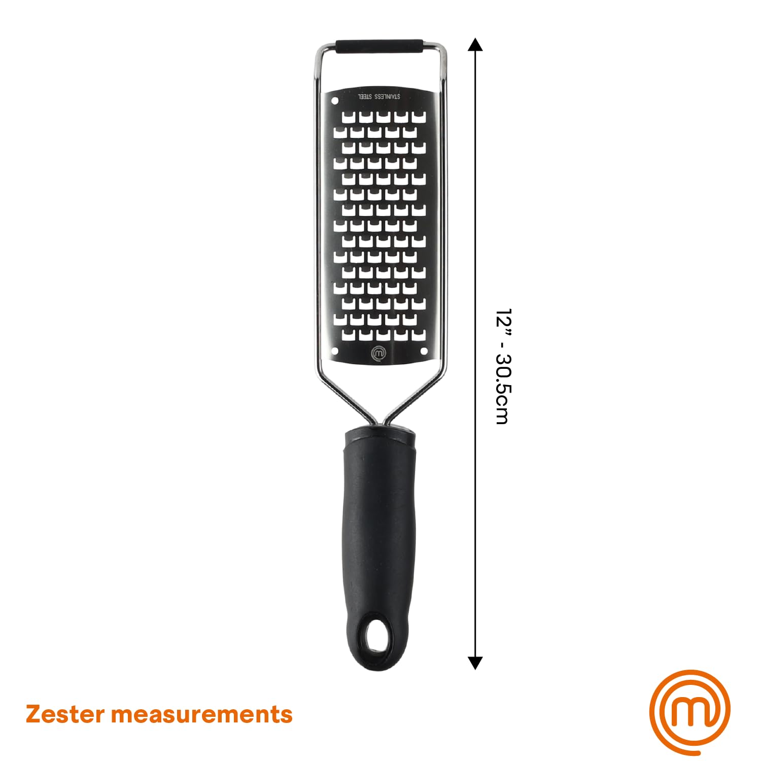 MasterChef Stainless Steel Flat Mini Grater Handheld for Parmesan, Ginger, Lemon Zester | Black 7