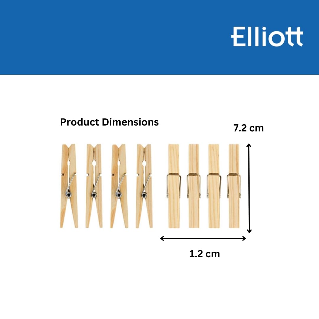 Elliott Wooden Laundry Pegs - Strong Birchwood Grip | Pack of 36 | Plastic-Free 5
