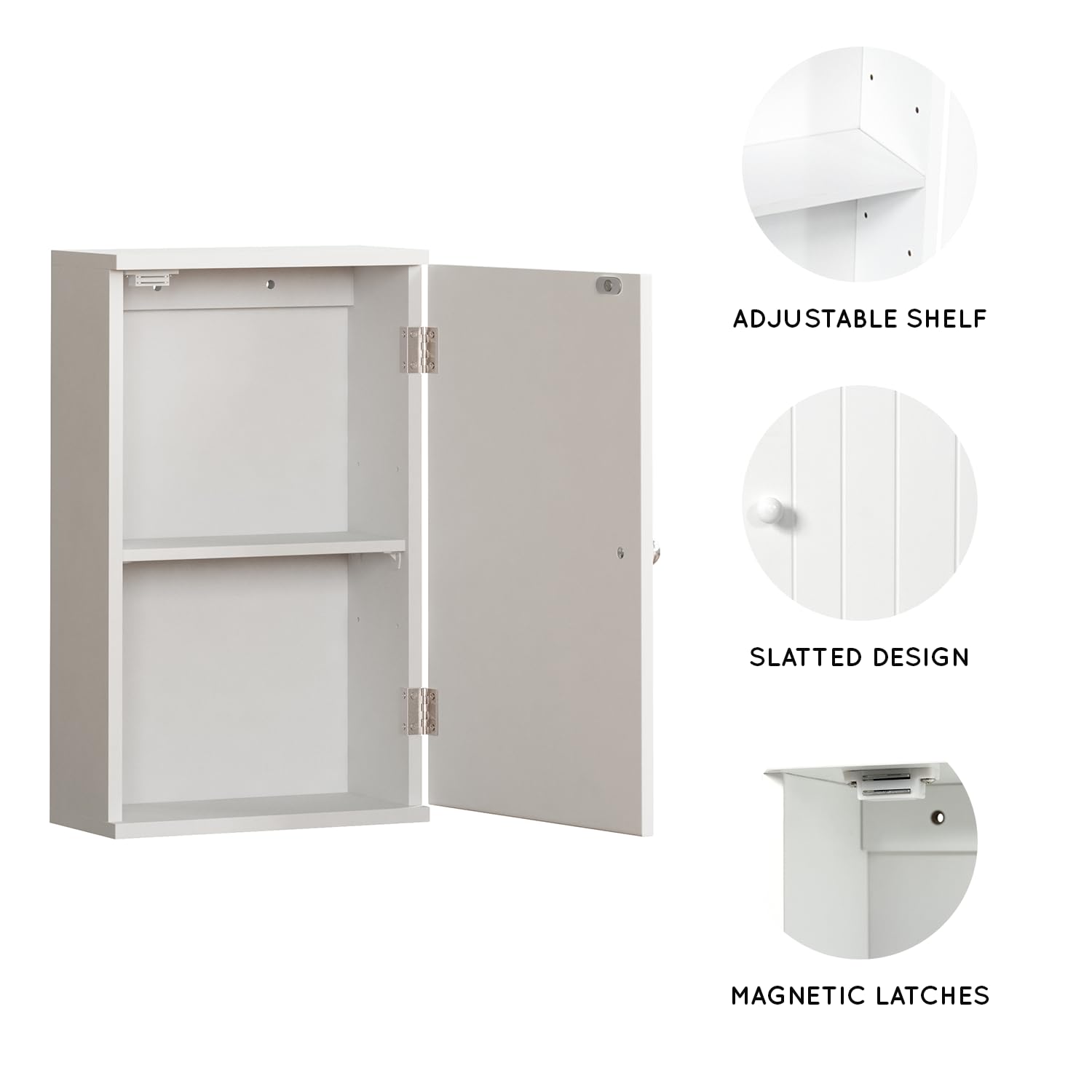 Bath Vida Priano Wall Mounted Bathroom Cupboard | White MDF Wood | 50H x 30W x 14D cm 6