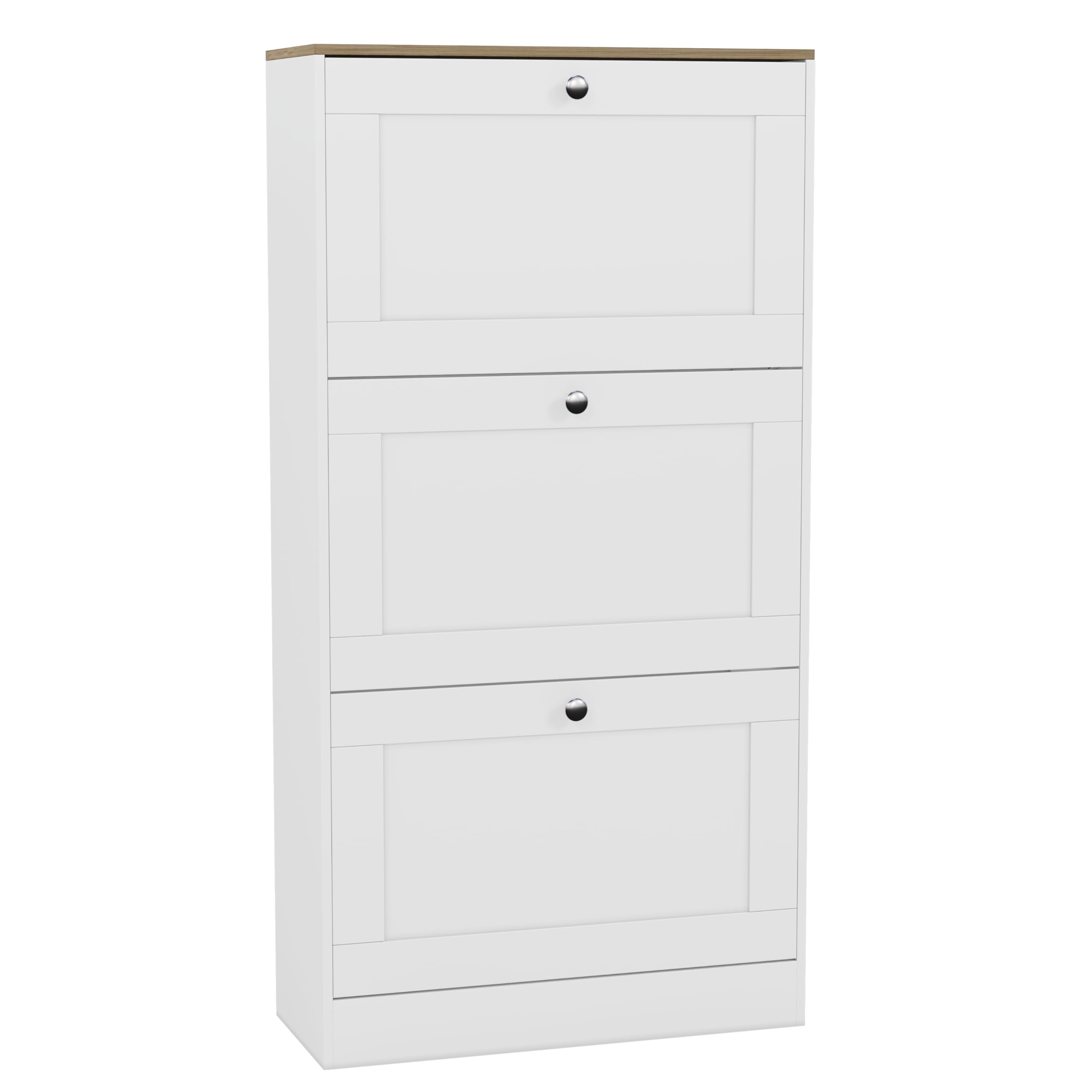 Vida Designs 3 Drawer Shoe Cabinet - White & Oak | Compact Entryway Storage | 117 H cm 7