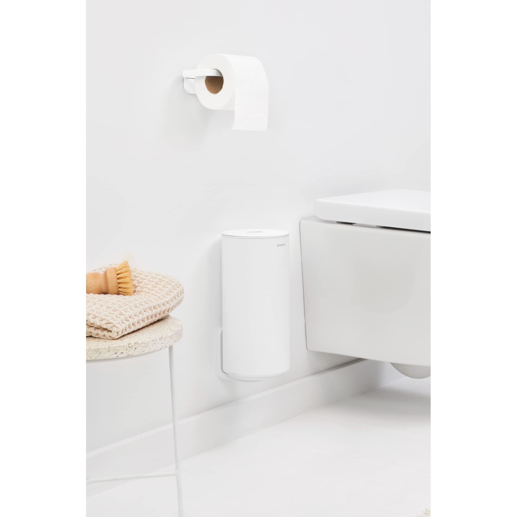 Brabantia Mindset Toilet Roll Dispenser - Holds 2 Spare Rolls | Mineral Fresh White | Alloy Steel 3