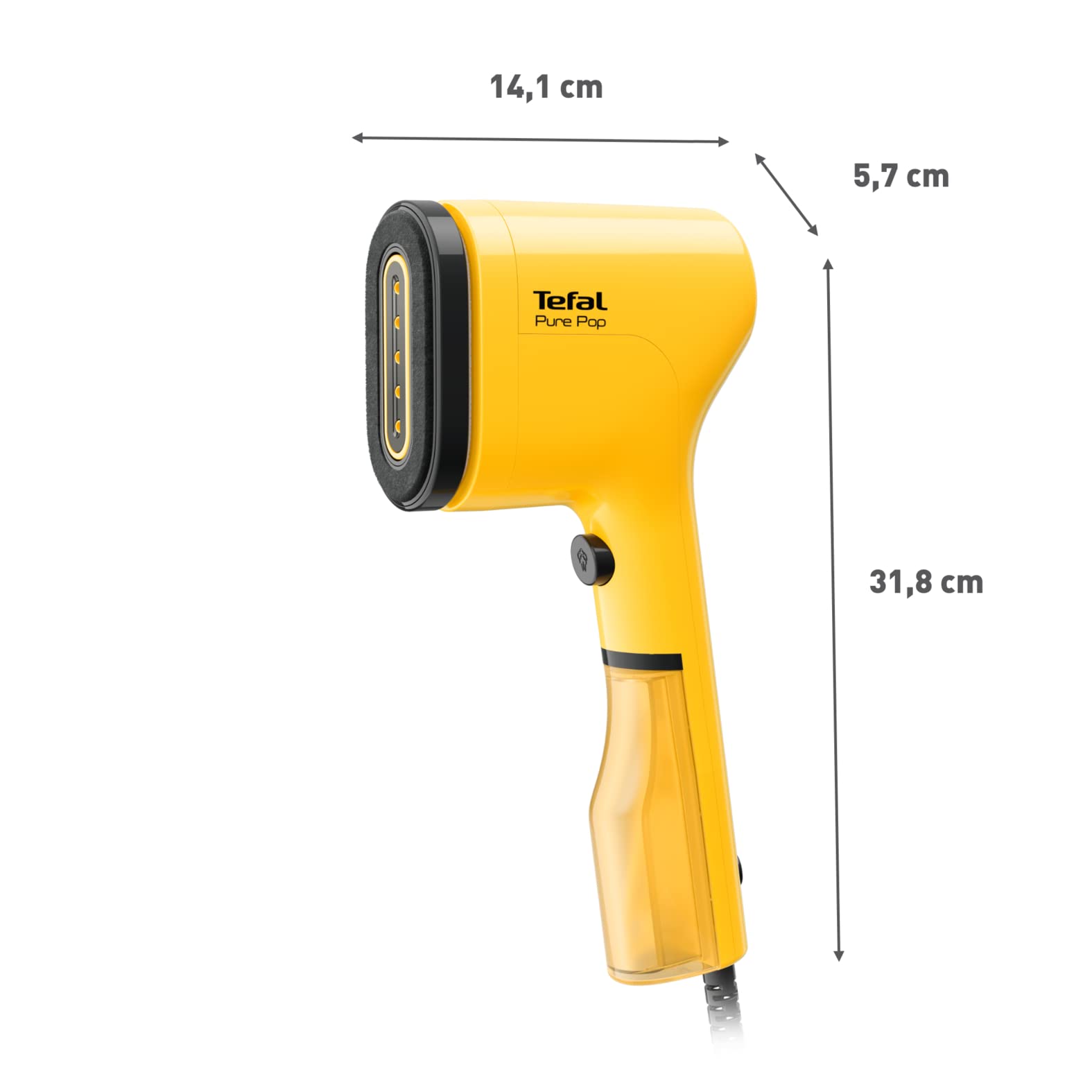 Tefal Pure Pop Slim Handheld Clothes Steamer - 15s Heat-Up | 20g/min Steam | 70ml Tank | Yellow | DT2026 7