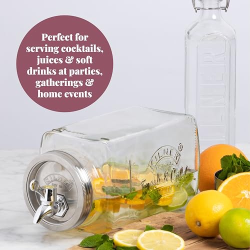 Kilner 3 Litre Glass Fridge Drinks Dispenser with Airtight Tap | Space-Saving Rectangular Design 4