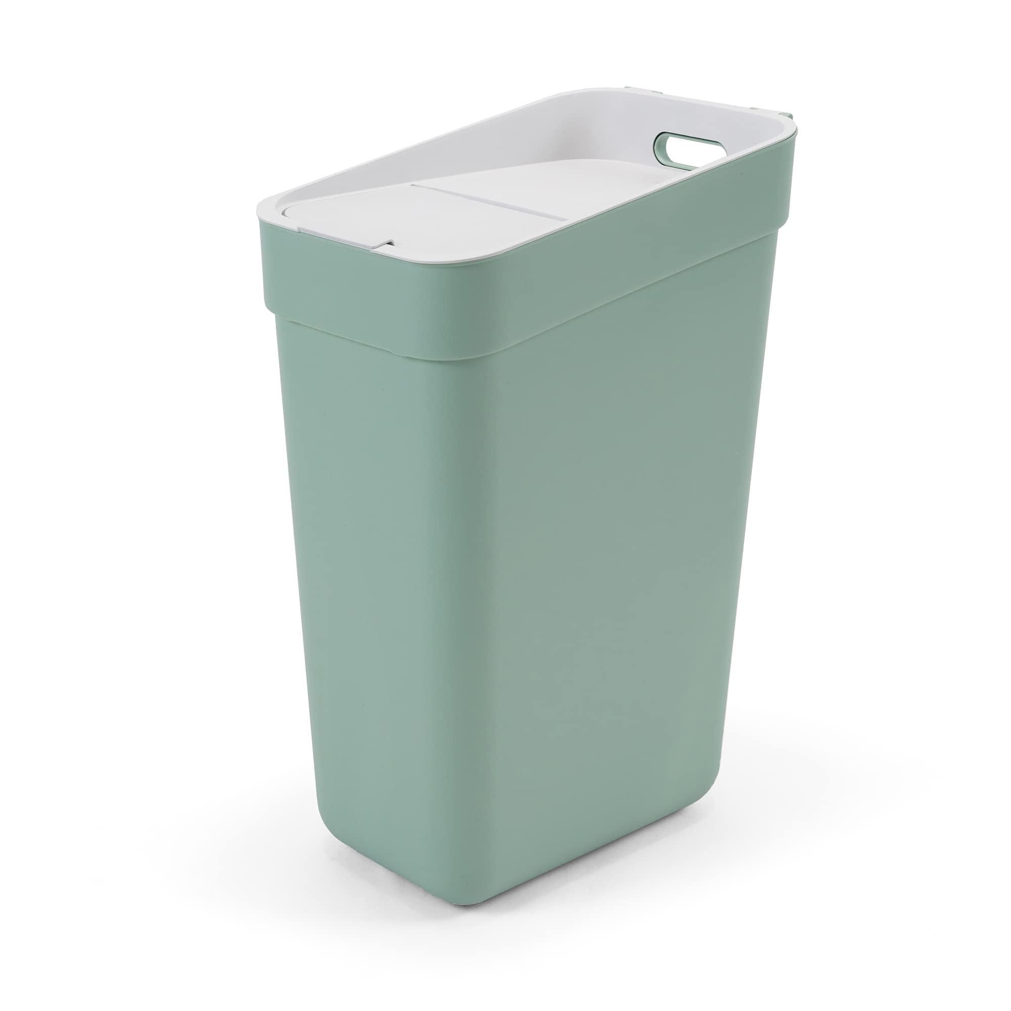 CURVER Ready to Collect 30L Indoor Recycling Bin | Stackable, Wall Mountable | Green/Light Grey Lid 1