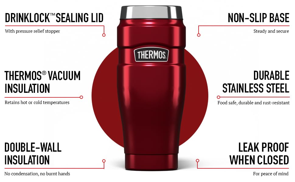 Thermos Stainless King Travel Tumbler - 470ml Vacuum Insulated Stainless Steel | Hot 7 Hrs/Cold 18 Hrs 4