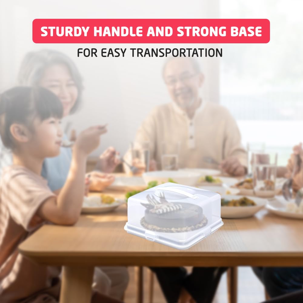 ACCURATE Square Plastic Cake Box Carrier | Holds Cakes up to 30cm | White 7