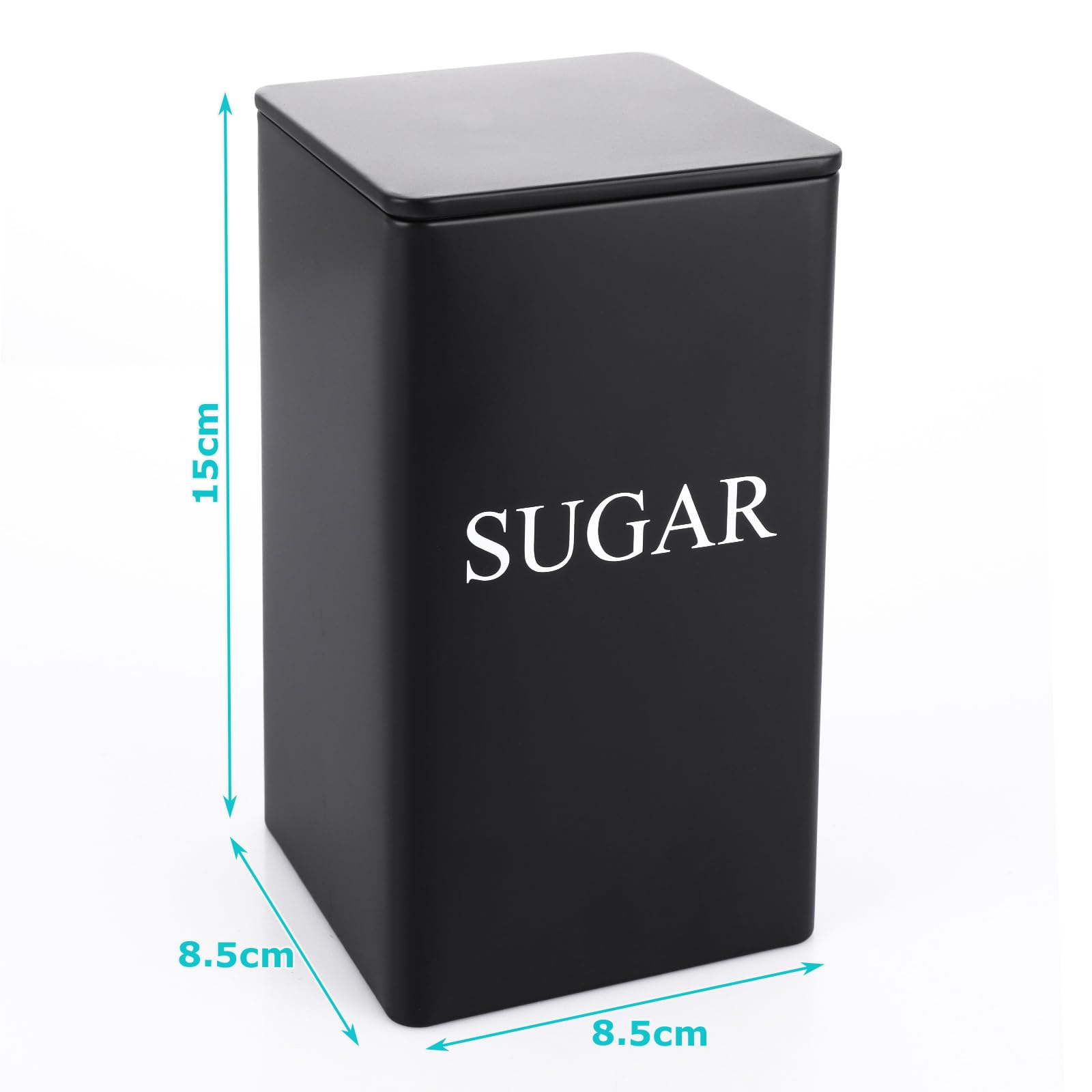 ASelected 3 Piece Metal Food Storage Canisters - Airtight & Stylish Black Canisters for Tea, Coffee, Sugar 2