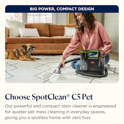 BISSELL SpotClean C5 Pet Portable Carpet Cleaner - 16.4K Pa Suction | Dual Tank | 69 dB Noise Level | 3928E 12