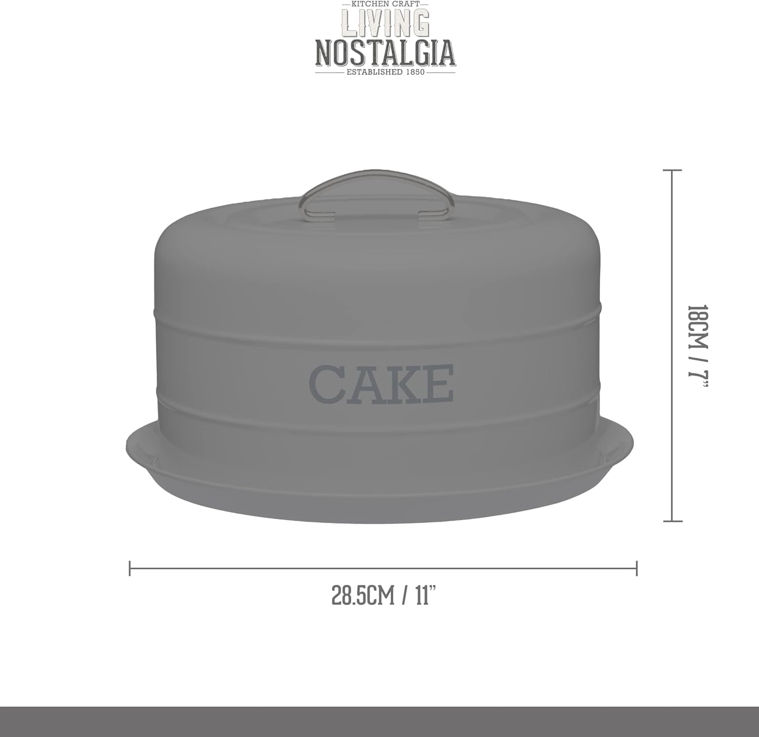 KitchenCraft Living Nostalgia Airtight Cake Storage Tin & Dome | 28.5 cm | Antique Cream 2