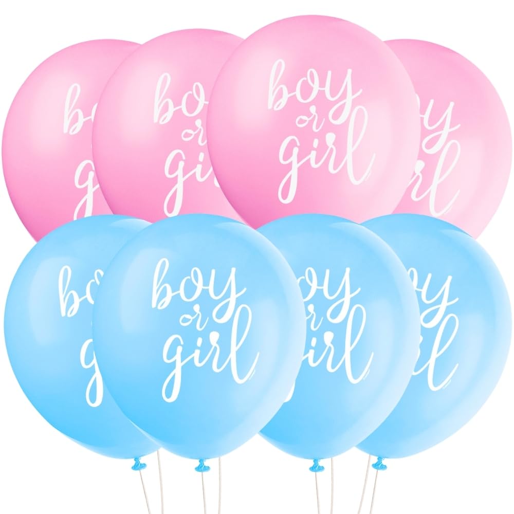 Unique Boy or Girl Gender Reveal Latex Balloons - Vibrant Pink & Blue | Pack of 8 | 30cm