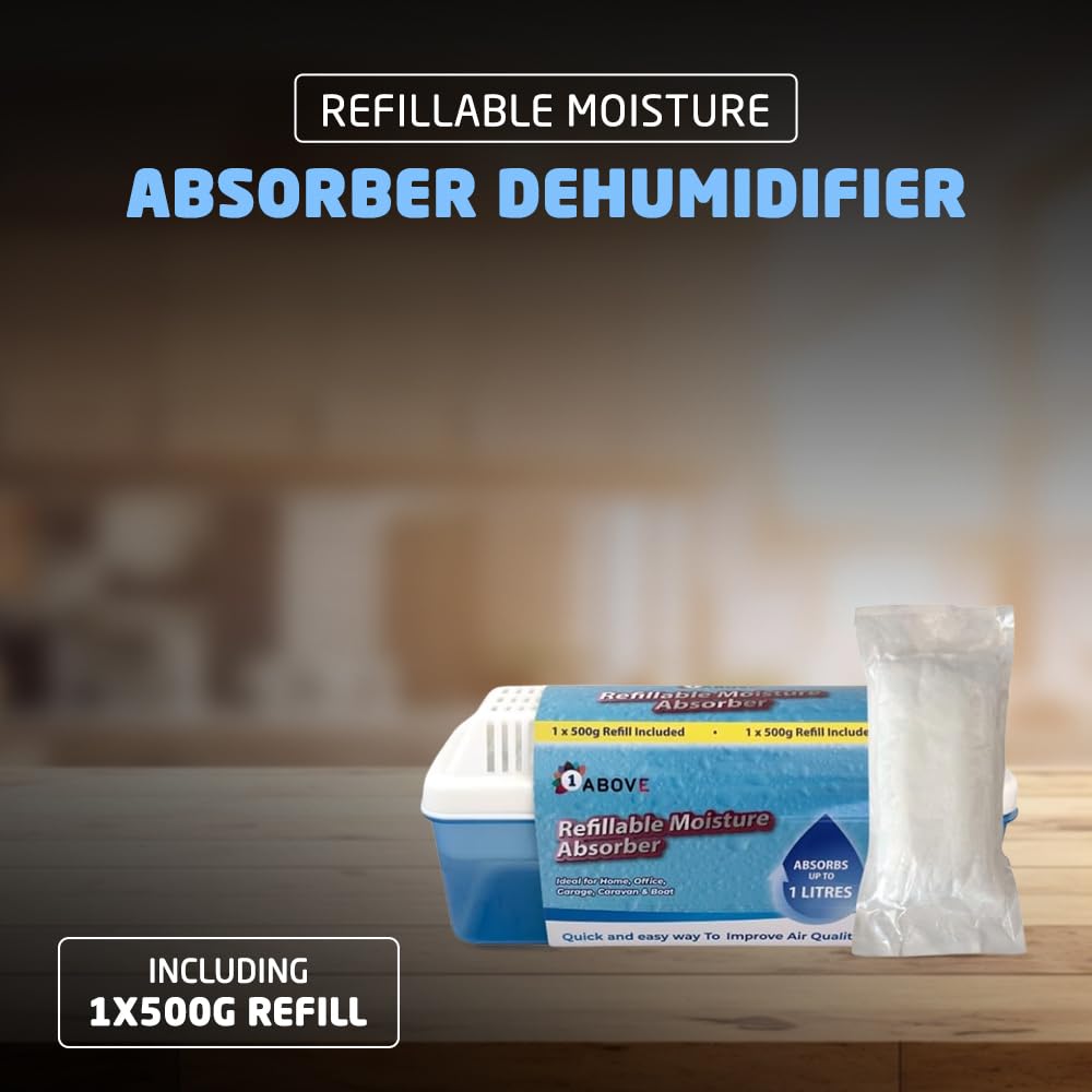 1ABOVE Refillable Moisture Absorber Dehumidifier - 500g Refill Included | 1L Capacity