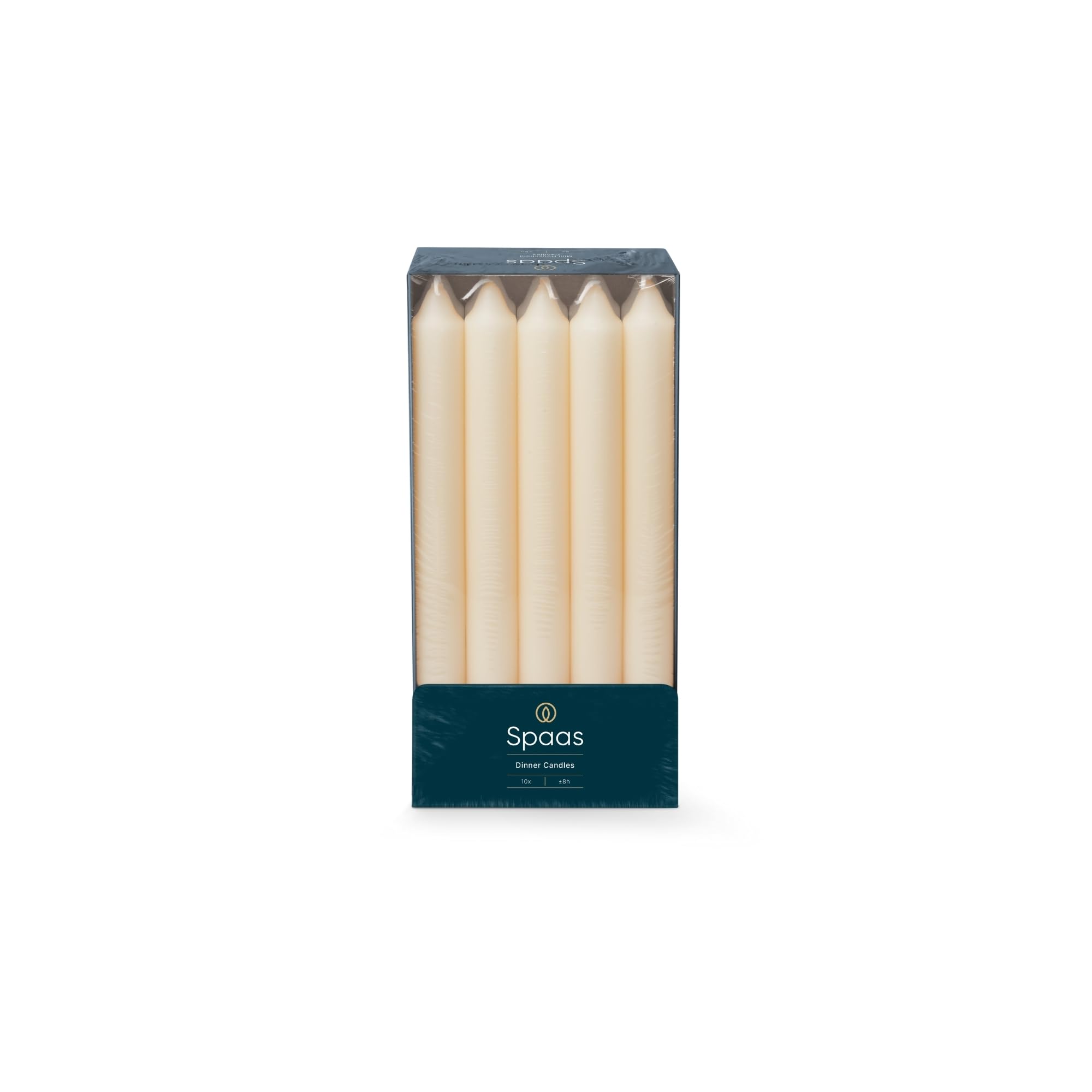 Spaas Unscented Dinner Candles - Ivory | 10 Pieces | 21x240mm | ± 8 Hour Burn Time