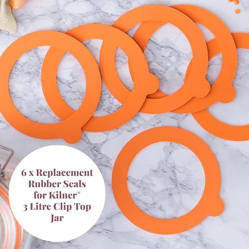 Kilner Replacement Rubber Seals Pack of 6 - Airtight Seals for 3 Litre Round Clip Top Jars | Food-Safe 2